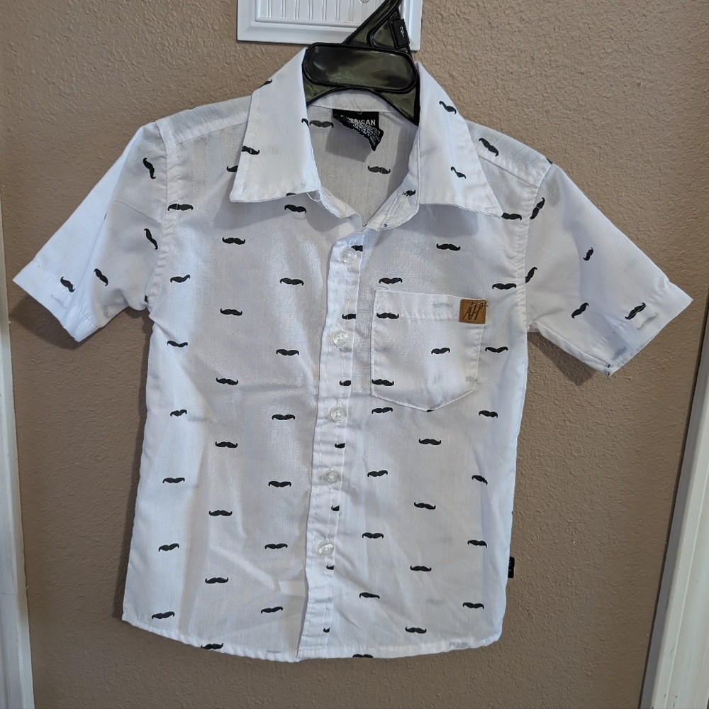 American Hawk Button Up Mustache Shirt Size 2T